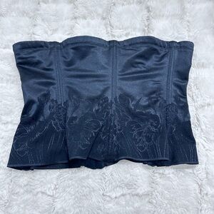 Flexees Women's Black Floral Boned Corset Shapewear Size L